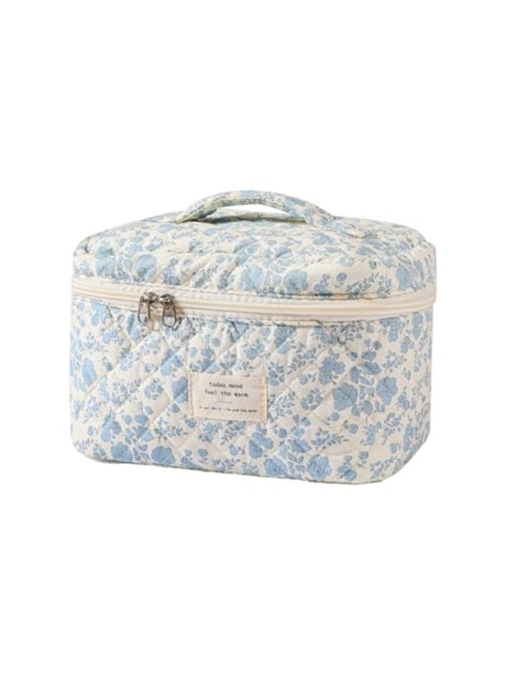 Large Quilted Floral Makeup Bag Women Travel Cosmetic Toiletry Organizer Bag